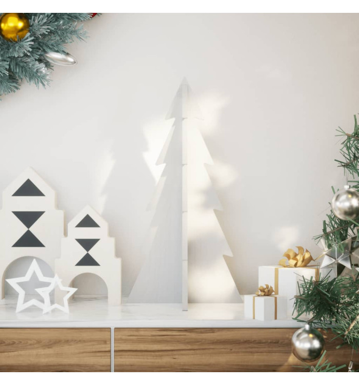 Arbre de Noël en bois pour décoration blanc 59,5cm pin massif | Mobilier & Déco