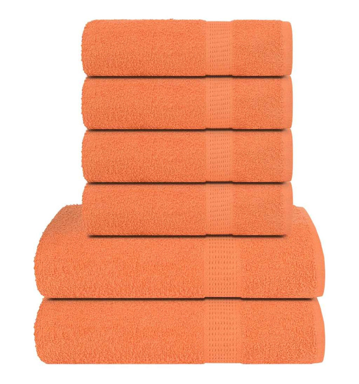 Ensemble de serviettes 6 pcs orange 360 g/m² 100% coton | Mobilier & Déco