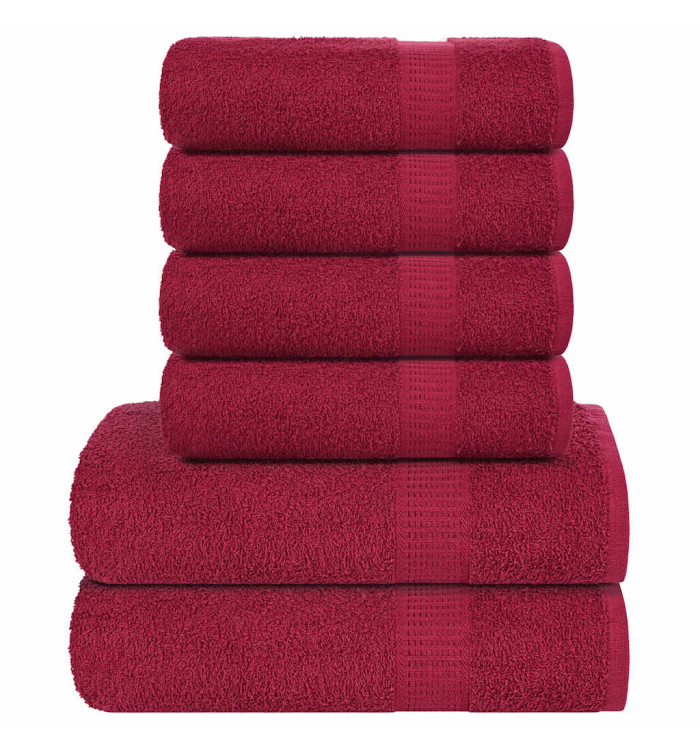 Ensemble de serviettes 6 pcs bordeaux 360 g/m² 100% coton | Mobilier & Déco