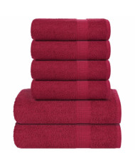 Ensemble de serviettes 6 pcs bordeaux 360 g/m² 100% coton | Mobilier & Déco