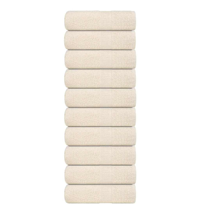 Serviettes de visage 10 pcs crème 30x30 cm 360 g/m² 100% coton | Mobilier & Déco