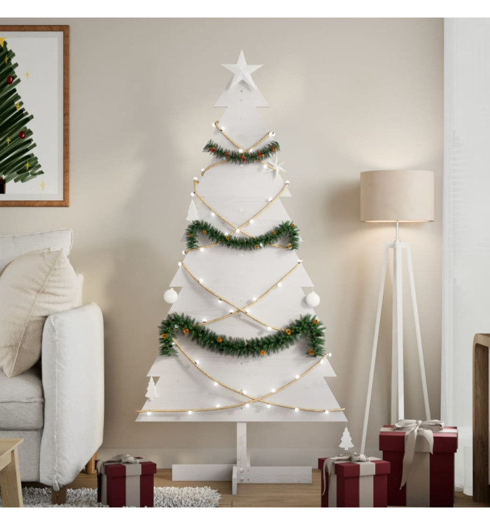 Arbre de Noël en bois pour décoration blanc 150 cm pin massif | Mobilier & Déco