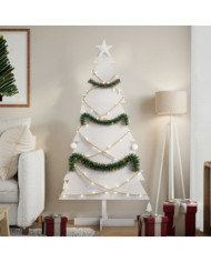 Arbre de Noël en bois pour décoration blanc 150 cm pin massif | Mobilier & Déco
