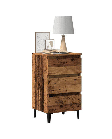 Table de chevet avec pieds en métal vieux bois 40x35x69 cm | Mobilier & Déco