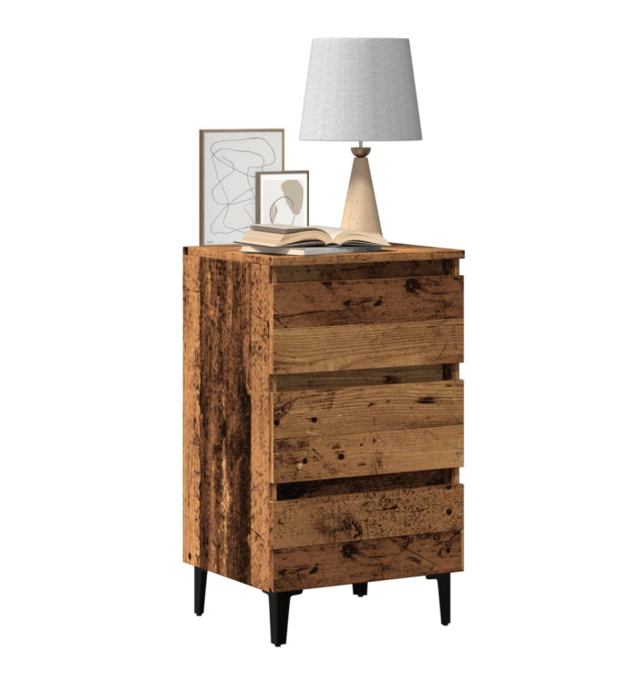 Table de chevet avec pieds en métal vieux bois 40x35x69 cm | Mobilier & Déco