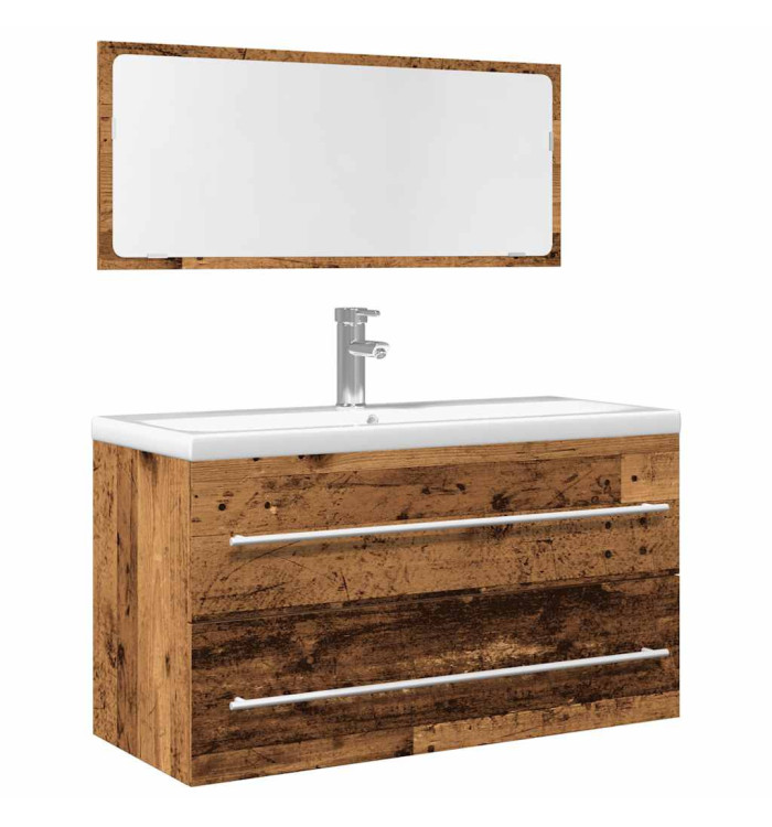 Ensemble de meubles salle de bain 2 pcs bois d'ingénierie | Mobilier & Déco