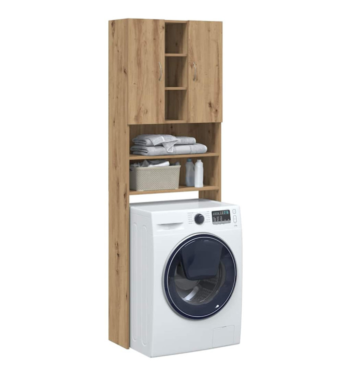 Meuble pour machine à laver chêne artisanal 64x25,5x190 cm | Mobilier & Déco