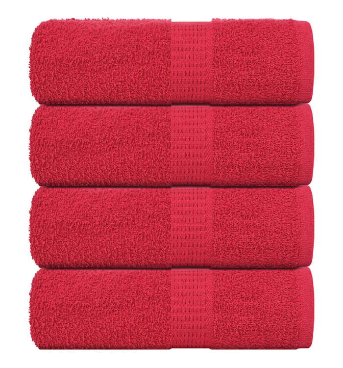 Serviettes de visage 4 pcs rouge 30x30 cm 360 g/m² 100% coton | Mobilier & Déco