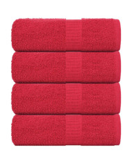 Serviettes de visage 4 pcs rouge 30x30 cm 360 g/m² 100% coton | Mobilier & Déco