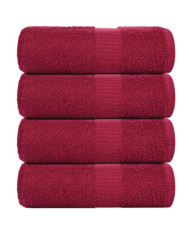 Serviettes de visage 4 pcs bordeaux 30x30cm 360 g/m² 100% coton | Mobilier & Déco