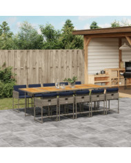 Ensemble à manger de jardin 11pcs avec coussins gris poly rotin | Mobilier & Déco