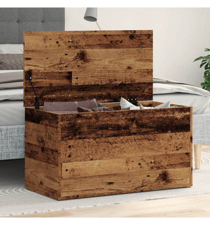 Coffre de rangement vieux bois 84x42x46 cm bois d'ingénierie | Mobilier & Déco