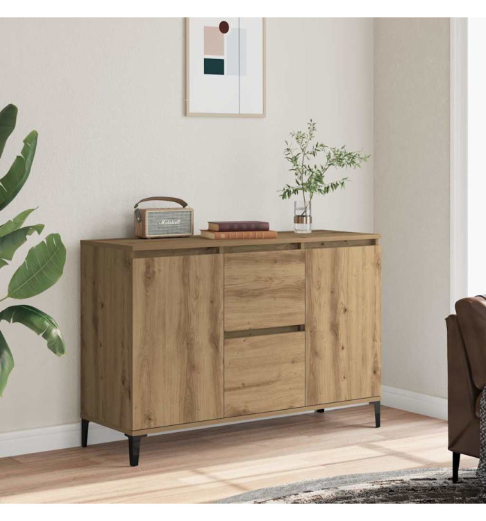 Buffet chêne artisanal 102x35x70 cm bois d'ingénierie | Mobilier & Déco
