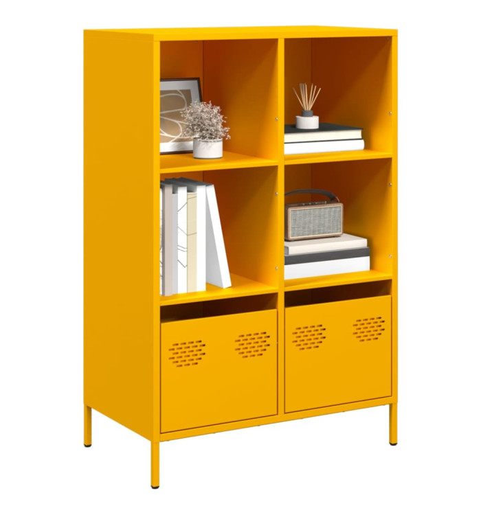 Buffet haut jaune moutarde 68x39x103,5 cm acier | Mobilier & Déco