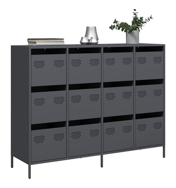 Buffet anthracite 135x39x103,5 cm acier laminé à froid | Mobilier & Déco