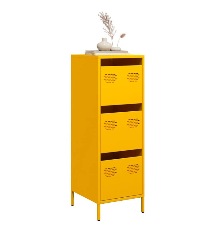 Buffet haut jaune moutarde 39x35x103,5 cm acier | Mobilier & Déco