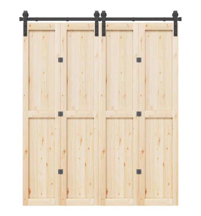 Kit de quincaillerie de porte coulissante 183 cm Acier Noir | Mobilier & Déco
