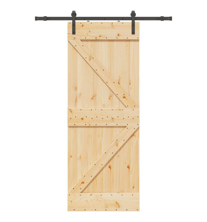 Porte coulissante et kit de quincaillerie 80x210 cm pin massif | Mobilier & Déco