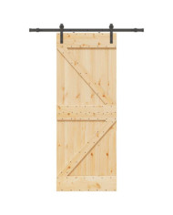 Porte coulissante et kit de quincaillerie 80x210 cm pin massif | Mobilier & Déco