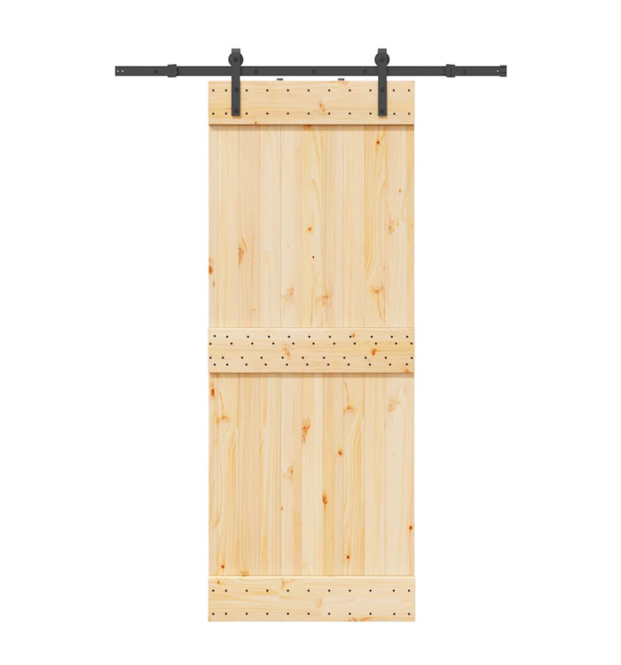 Porte coulissante et kit de quincaillerie 80x210 cm pin massif | Mobilier & Déco