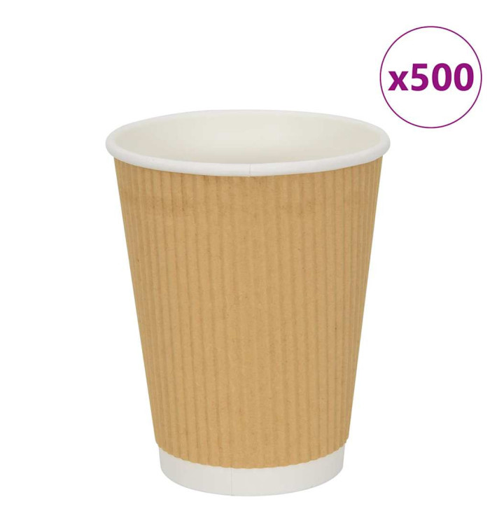 Tasses à café en papier 500 pcs 12oz 300ml marron | Mobilier & Déco