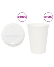 Tasses à café en papier avec couvercles 1000 pcs 12oz 300ml | Mobilier & Déco