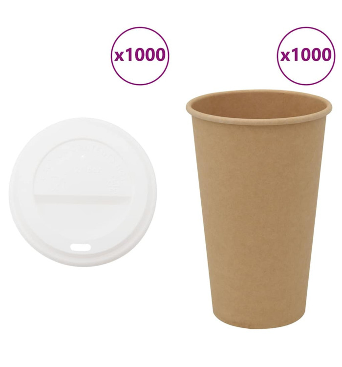 Tasses à café en papier avec couvercles 1000 pcs 16oz 400ml | Mobilier & Déco