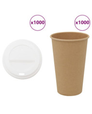 Tasses à café en papier avec couvercles 1000 pcs 16oz 400ml | Mobilier & Déco