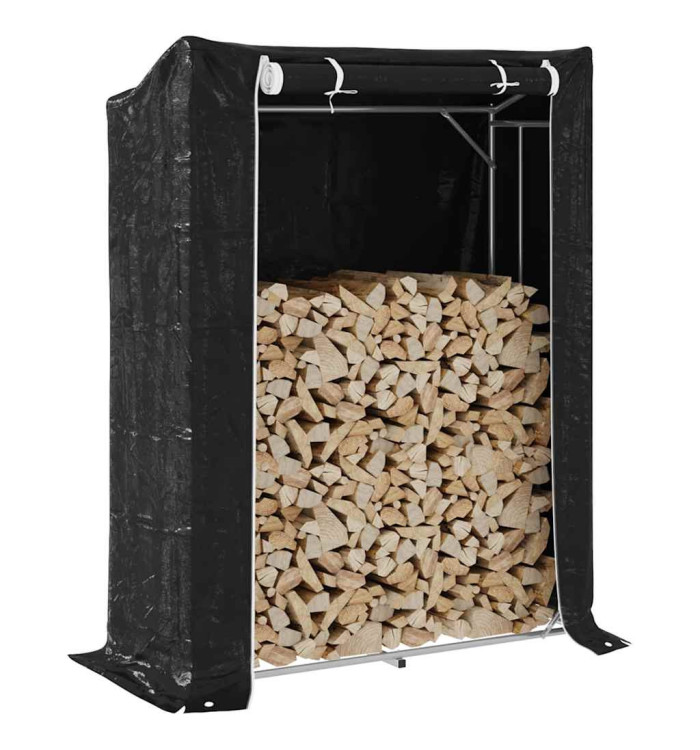 Portant de bois de chauffage et housse de pluie acier galvanisé | Mobilier & Déco
