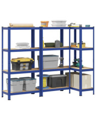 Étagères de rangement à 4 niveaux 3 pcs acier bois d'ingénierie | Mobilier & Déco