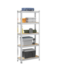 Étagère de rangement 5 niveaux Argenté Acier et bois ingénierie | Mobilier & Déco
