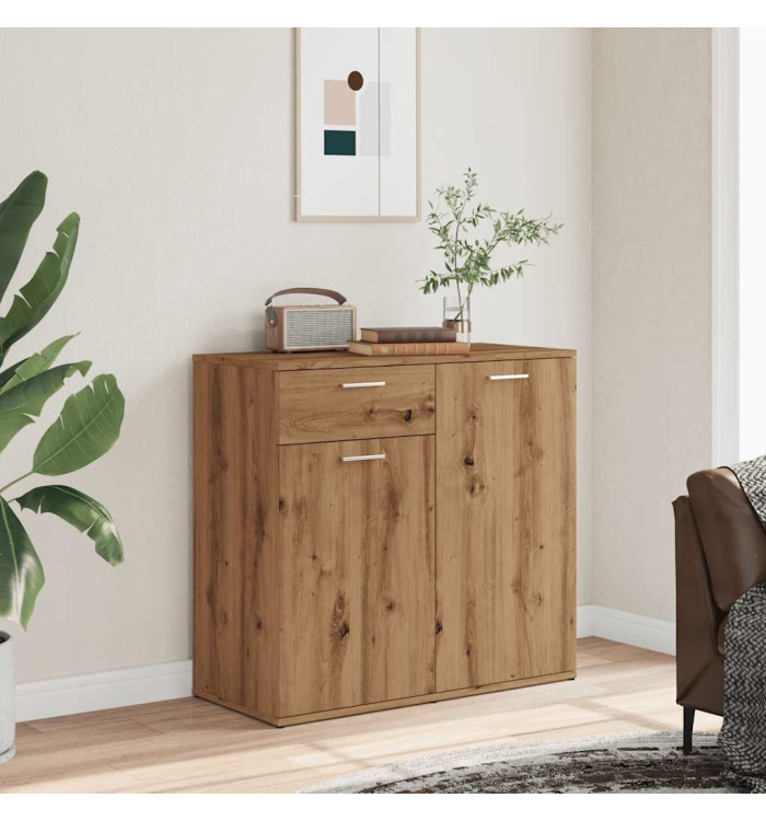 Buffet chêne artisanal 80x36x75 cm bois d'ingénierie | Mobilier & Déco