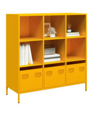 Buffet haut jaune moutarde 101,5x39x103,5 cm acier | Mobilier & Déco