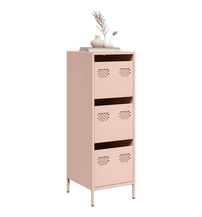 Buffet haut rose 39x35x103,5 cm acier | Mobilier & Déco