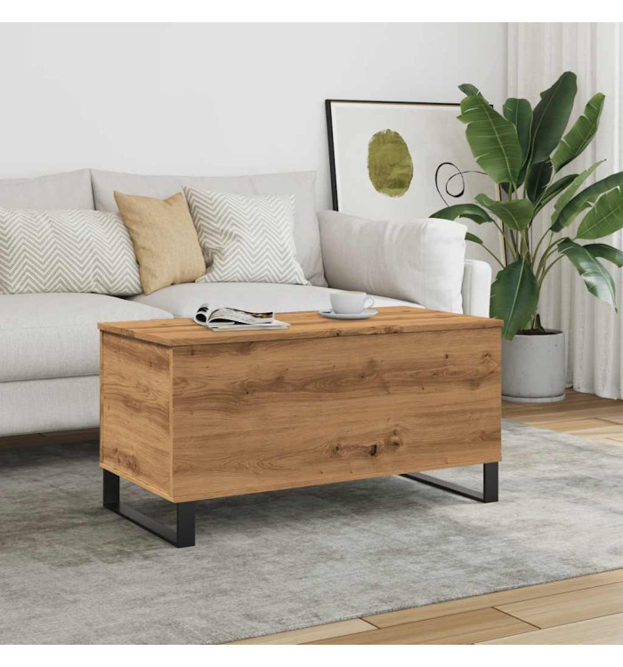 Table basse chêne artisanal 90x44,5x45 cm bois d'ingénierie | Mobilier & Déco