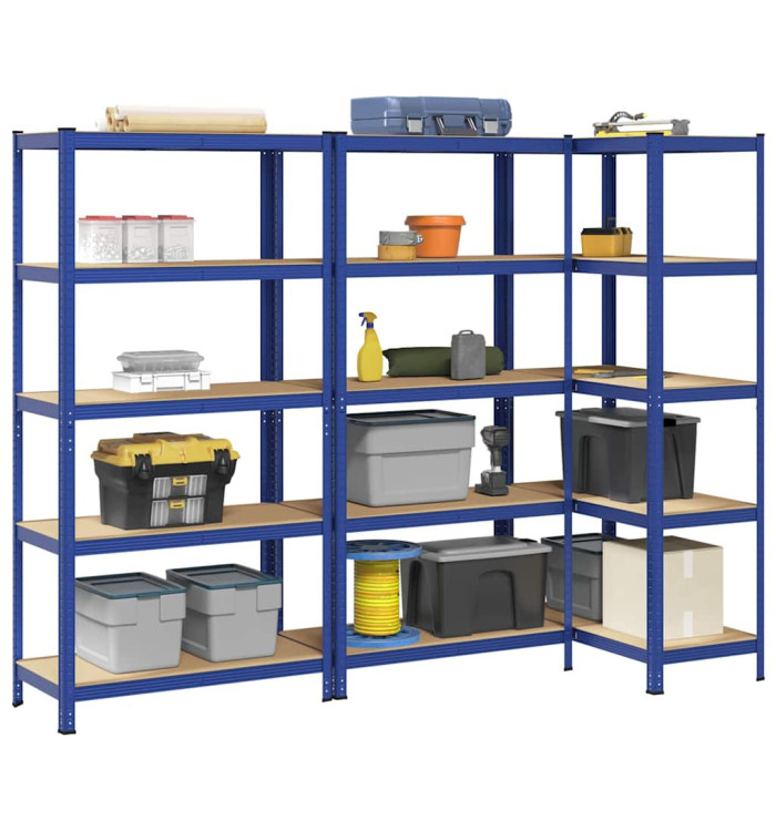 Étagères de rangement à 5 niveaux 3 pcs Bleu | Mobilier & Déco