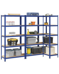 Étagères de rangement à 5 niveaux 3 pcs Bleu | Mobilier & Déco