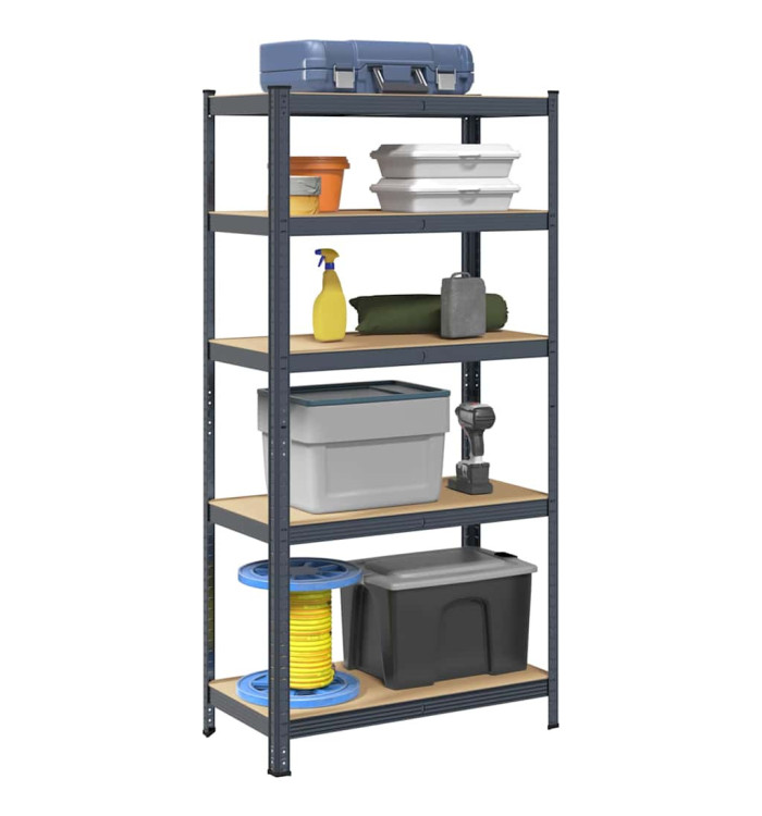 Étagère résistante 5 niveaux anthracite acier bois d'ingénierie | Mobilier & Déco
