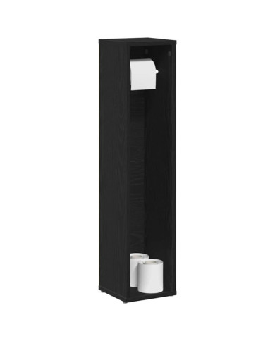 Meuble de salle de bain avec porte-rouleau noir 20,5x20x90 cm | Mobilier & Déco