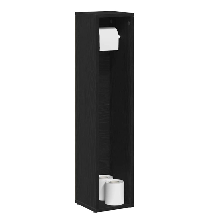 Meuble de salle de bain avec porte-rouleau noir 20,5x20x90 cm | Mobilier & Déco