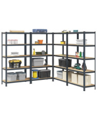 Étagères de rangement 5 niveaux 4 pcs acier bois d'ingénierie | Mobilier & Déco