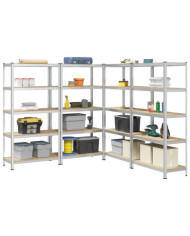 Étagères de rangement à 5 niveaux 4 pcs acier bois d'ingénierie | Mobilier & Déco