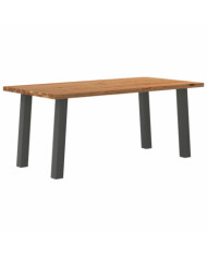 Table à manger marron clair bois de chêne massif rectangulaire | Mobilier & Déco