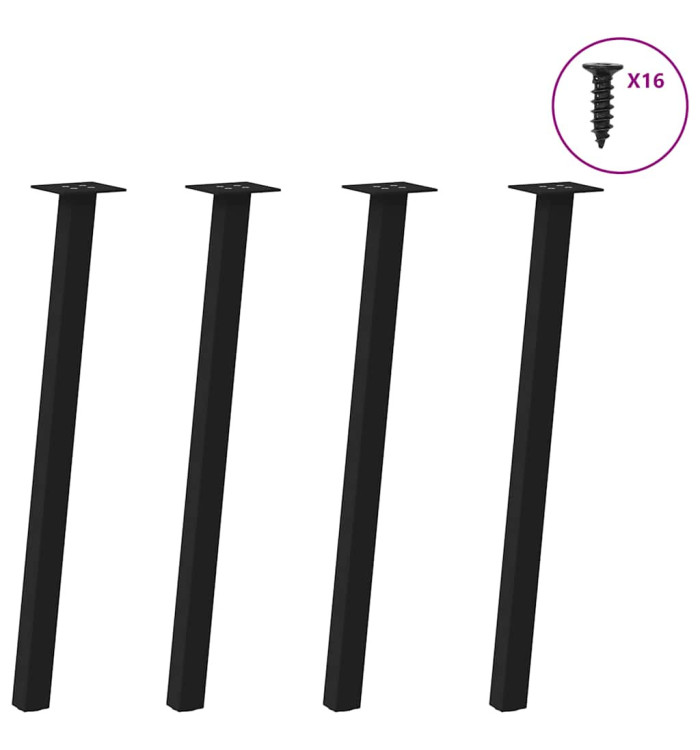 Pieds de table console 4 pièces Noir 72 cm Acier | Mobilier & Déco