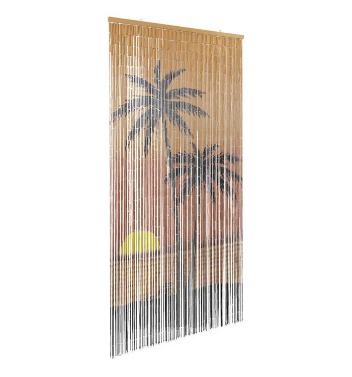 Rideau anti-insectes imprimé palmier 100x200 cm bambou | Mobilier & Déco