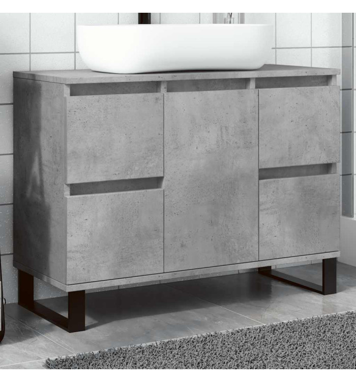 Armoire de lavabo salle de bain gris béton 80x33x60 cm | Mobilier & Déco