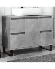 Armoire de lavabo salle de bain gris béton 80x33x60 cm | Mobilier & Déco