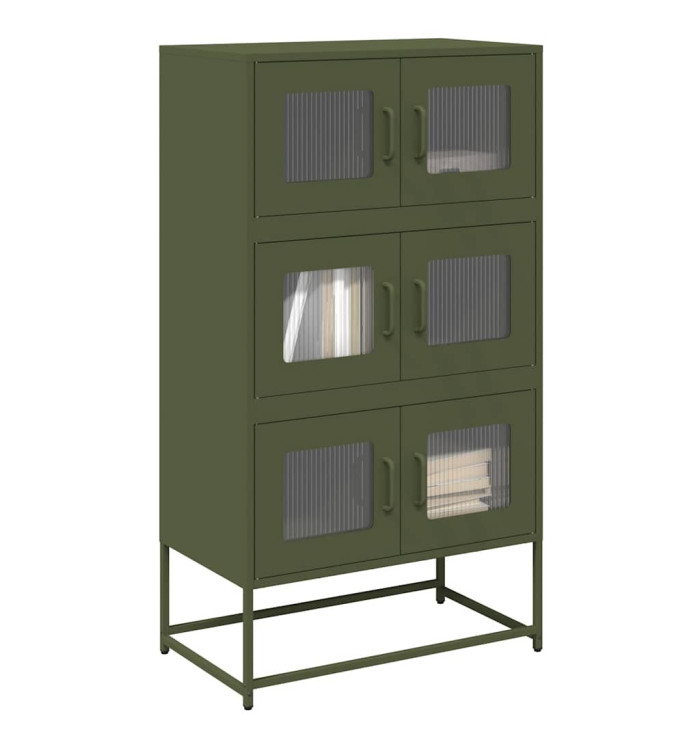 Buffet haut vert olive 68x39x123 cm acier | Mobilier & Déco