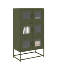Buffet haut vert olive 68x39x123 cm acier | Mobilier & Déco