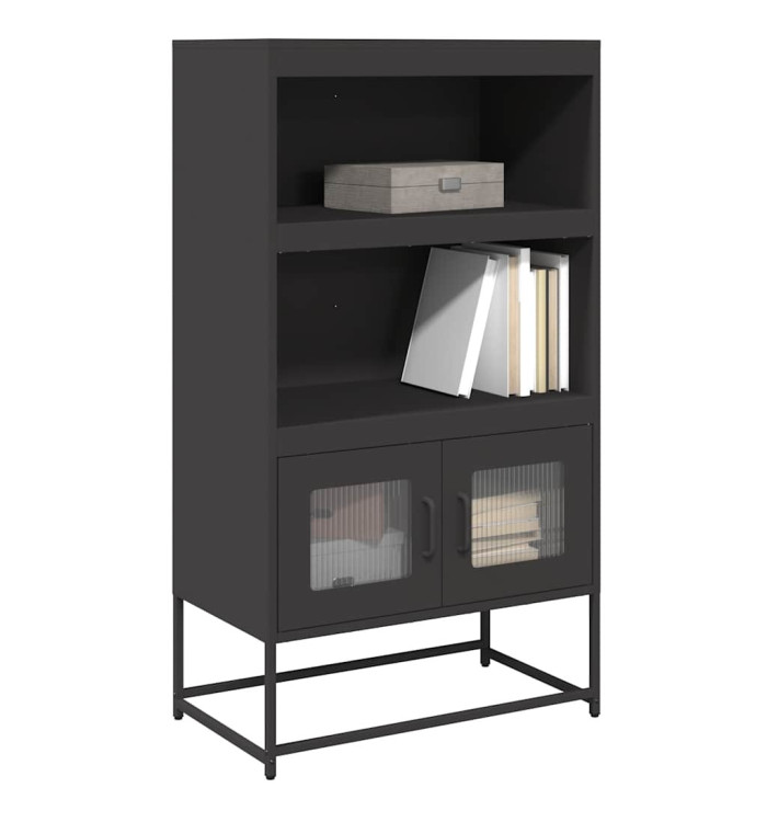 Buffet haut noir 68x39x123 cm acier | Mobilier & Déco
